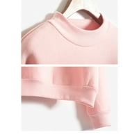 Dukseve za baccoke Žene dukseve s dugim rukavima Čvrsta boja okrugli vrat Modni pulover krastavci ružičasti