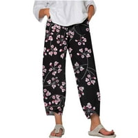 Ženske vučne struke ravne hlače Summer Modne duge cvjetne pantalone za vježbanje za dame casual labave