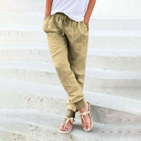 Koaiezne ženske elastične struke labave široke nogu čvrste hlače sa džepovima hlače za žene trendovske