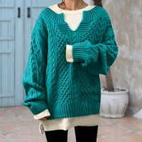 Džemper za žene žene V vrat pulover duks dugih rukava džemper od pletiva