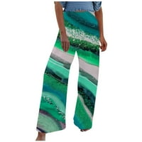 MRAT radne pantalone za ženske uredske duljine Hlače dame Udobne ispisane hlače visokih struka Dukseri Yoga hlače Loose hlače Ženska povremena zelena m