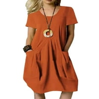 Avamo dame ljuljačke haljine Crew izrez Midi haljina džepni pulover žene kaftan koktel narančasta -
