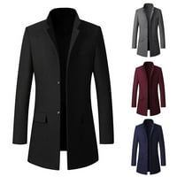 Muški casual kaput modne poslovne duge vitke jakne od kaputa, crna, 175 l