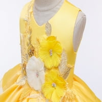 Tkinga modna dječja dječja dječja dječja patchwork cvijeća Tulle Party haljina princeza haljine žuti