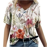 Smihono ženske modne predimenzionirane majice za majice za majice Floralne grafike TEE Trendy ljetna