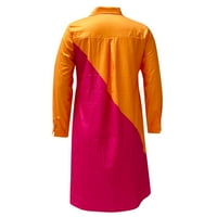 Haljine za žene Dužina koljena dugih rukava Ležerna Mini tiskana Ljetna haljina V-izrez Orange XL