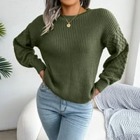 Duks vrhovi za žene - Slobodno vrijeme Puff rukavi Slim topli kabel knetd džemper pleteni pulover dugih
