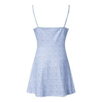 Haljine za žene Ženske ljetne boje Boja boja bez rukava bez rukava A-line Maxi Mini sandress Womens Tops Blue XL