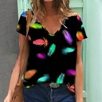 Ženska modna majica za perje V izrez kratkih rukava majica