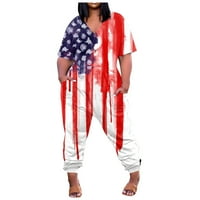 USMIXI WOMENS Dan za samostalnost Plus veličine džep dugim prstima za četvrti jul Trendy Američka zastava