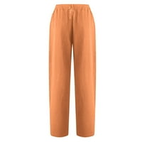 Ljetne kapri hlače za žene, žensko pamučno posteljino dugme obrezane hlače gležnjače pantalone u boji