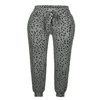 Ženske casual labave hlače Jesen Stretch Leopard Print Modne hlače za vučne struke Jogger Dukseri sa