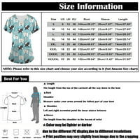 V-izrez cvjetni bluze za radna odjeća Ljetna kratkih rukava za žene bijela 5xl