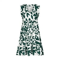 Wefuesd Ljetne haljine Digitalni tisak lišća Boemska modna labava V izrez Naplaćena ispisana haljina