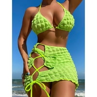 Gaiseeis Women 'Split Retro Bikini na plaži Fluorescentni zeleni s