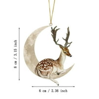 Sanbonepd Božićne životinje Moon ukrasi dvostruko tiskani akrilni viseći privjesak ukrasi