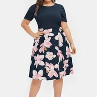 Huaai maturalne haljine za žene plus veličine Žene cvjetni print plus veličina midi linijska haljina