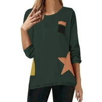 Jesenji ženski majica s dugim rukavima na dugim rukavima zvijezda boja blok pamuk pamuk Basic majice