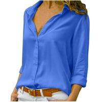 Žene dugih rukava modna bluza za bluzu od pune boje