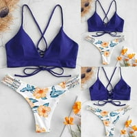 Scyoekwg Ljetni trendy bikinis za žene Monokini kupaći kostimi cvjetni tiskani bikini setovi Split kupaći