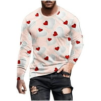 Homodles Muški grafički grafički crta - Crewneck tiskani 3D pulover dugih rukava vruće ružičaste veličine