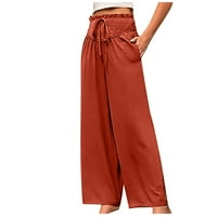 Ravne pantalone za noge Žene žene sa labavim hlače za noge Pamučne pantalone pravne hlače Ležerne hlače
