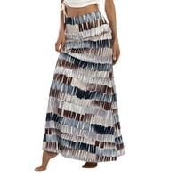 FVWitlyh duge suknje žene elastični visoki struk linijski cvjetni ispis ljuljac šifonska plaža midi