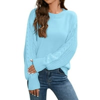 Zimska moda Nova okrugla vrata pad ramena sa pletenim pletenim džemper za žene džempere za žene pulover