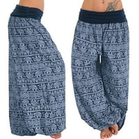 Xinqinghao plus veličina teretnih hlača za žene Žene dame tiskane širine labave nogu hlače Žene casual