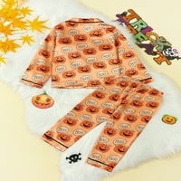 Bagilaanoe Little Boy Girl Halloween Outfits Pumpkin Print Dugi rukavi + pantalone 3T 4T 5T 6T 7T Dječja
