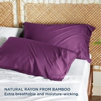 Kućište za hlađenje jastuka Queen - Rayon izveden iz bambusa, tamno ljubičastih hladnih jastučnica,