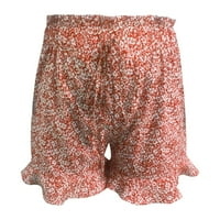 HHEI_K ženski cvjetni print casual džep elastični kratke hlače od ruffle široke hlače za noge za žene
