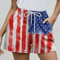 Dan nezavisnosti Ženske kratke hlače Ljetne casual zastava uzorci nacrtajući elastični struk kratke hlače s džepom