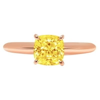 2.0ct jastuk od žutog simuliranog dijamanta 14k ružičasto zlato Angažova prsten veličine 6,25