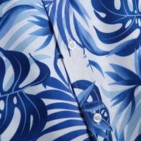 Muške polo majice jesen zima jednokrevetna lapela puna print plaža s dugim rukavima, mužjak Top Blue