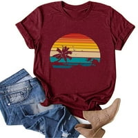 Honeeladyy Rainbow Plaže od tiskane žene Ljeto kratka rukava velika majica majica Žene Ljetne vrhove