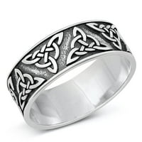 Vintage Celtic Crnot prsten. Sterling Silver Band nakit ženski muški unise veličine 7