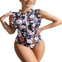 GLONME ženski kupaći kostimi Zip prednje odjeće za plažu bez rukava bez rukava suhog surfanje cvjetno