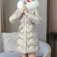 Ženska jakna za tešku težinu zimski kaputi za žene topli prekriveni kaputić sa kapuljačom sa ovratnikom