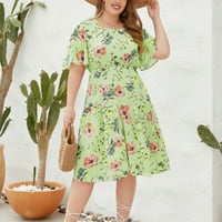 Tking modni ženski ljetni casual plus veličina cvjetna labava haljina s kratkim rukavima midi plaža