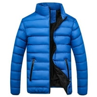 Tking modni muškarci zima topla tanka fit debela jakna za mjehuriće casual jakna - plavi xxl