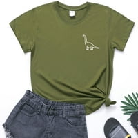 Floleo ženski vrhovi čišćenje ljeta Nova slatka dinosaur grafički majice tinejdžerske djevojke smiješne