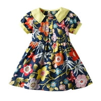 Dječja dječja dječja dječja proljetna ljetna cvjetna pamučna kratka rukava princeza haljina odjeća školska