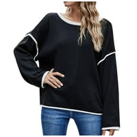 Dukseri pulover za žene kawaii džemper labavi okrugli vrat pulover dugih rukava crni l
