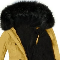 Fanxing Womens Plus s kapuljačom Zima toplo runo obložen kaput dugi puffer kaputi Overcoat s džepnim