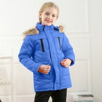 Dječji djeci Zimske jakne dječake Djevojke Zimski zadebljani kaput s džepnim kapuljačnim zatvaračem, otporna na vjetrove, debela topla odjeća 7- godina