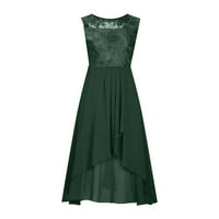 Ženske haljine okrugli dekolte modna tiskana dužina gležnja A-line ljetovanje bez rukava zeleno l