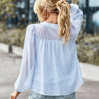 Ženska modna gumba s dugim rukavima za ispis posade na vratu majice s rastezanim ugrađenim košuljama