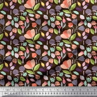 Soimoi Brown Poliester Crepe od listova tkanine i cvjetni isječak Art tiskani tkaninski dvorište širom