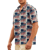4. jula muška havajska majica USA Nacionalna majica za zastavu TEE grafička majica ovratnik 3D print plus veličina casual svakodnevna odjeća s kratkim rukavima Basic Slim
